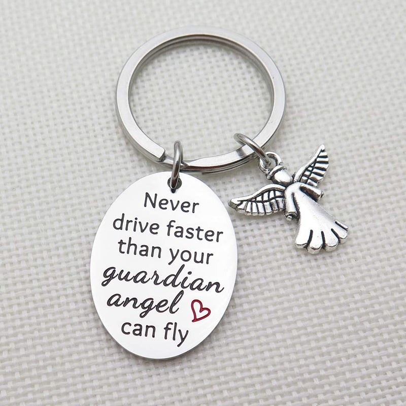 IDLAN Sweet 16 Gift Guardian Angel Keychain New Driver Keychain Never Drive Faster Than Your Guardian Angel Can Fly Daughter Niece Gift - Image 2